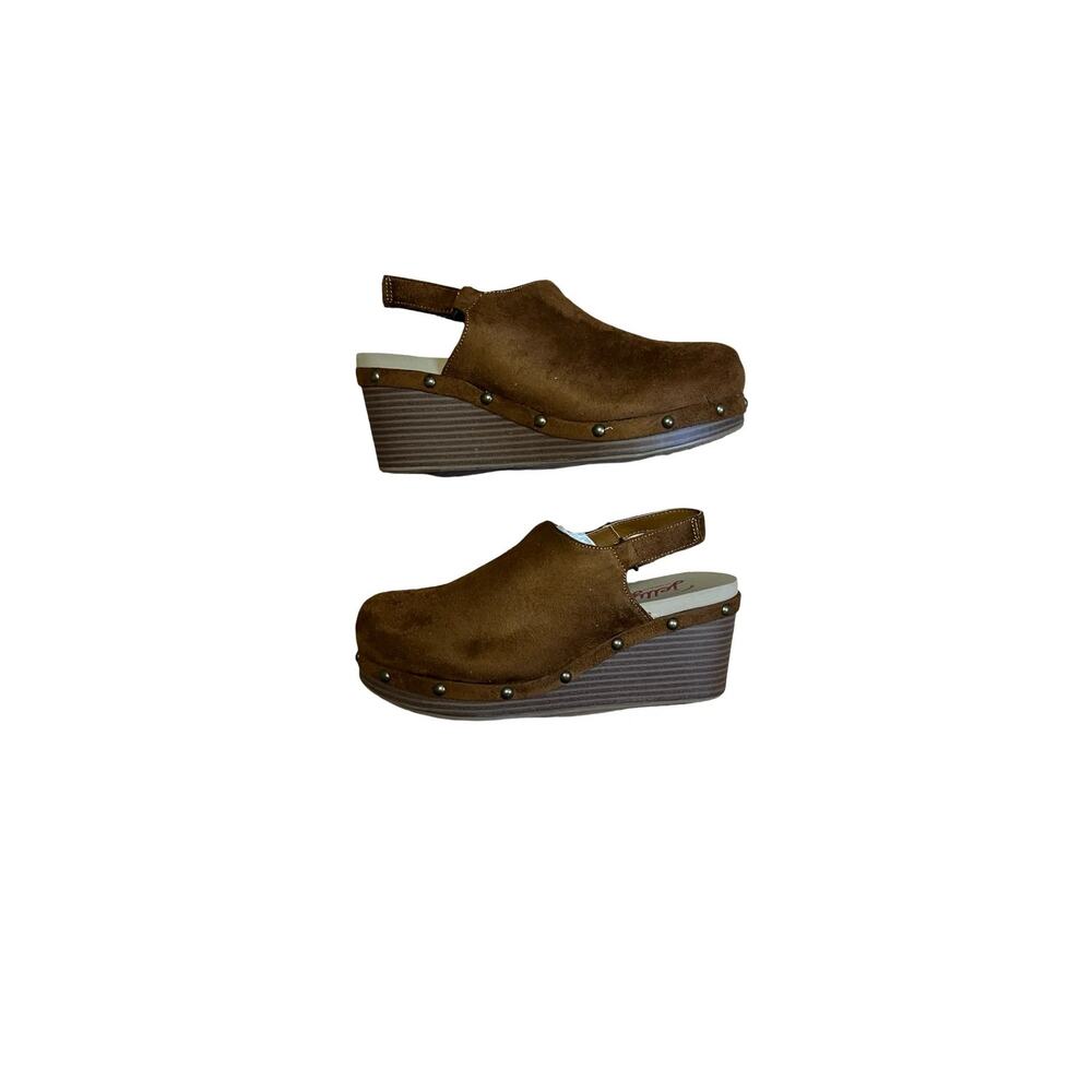 Jellypop Ravi Womens Clogs Shoes Size 6.5 Platform Wedge Slingback Cognac